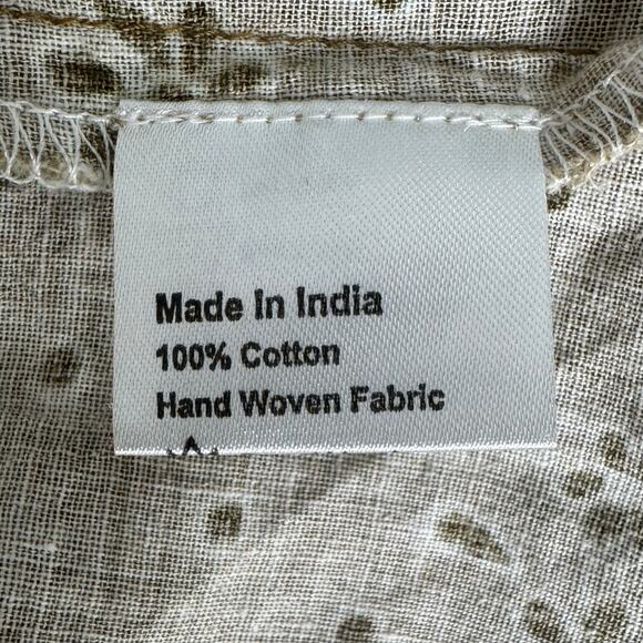 D'ascoli Peasant Blouse Size Medium Brown Floral Long Sleeve Cotton Boho Resort - Picture 9 of 10